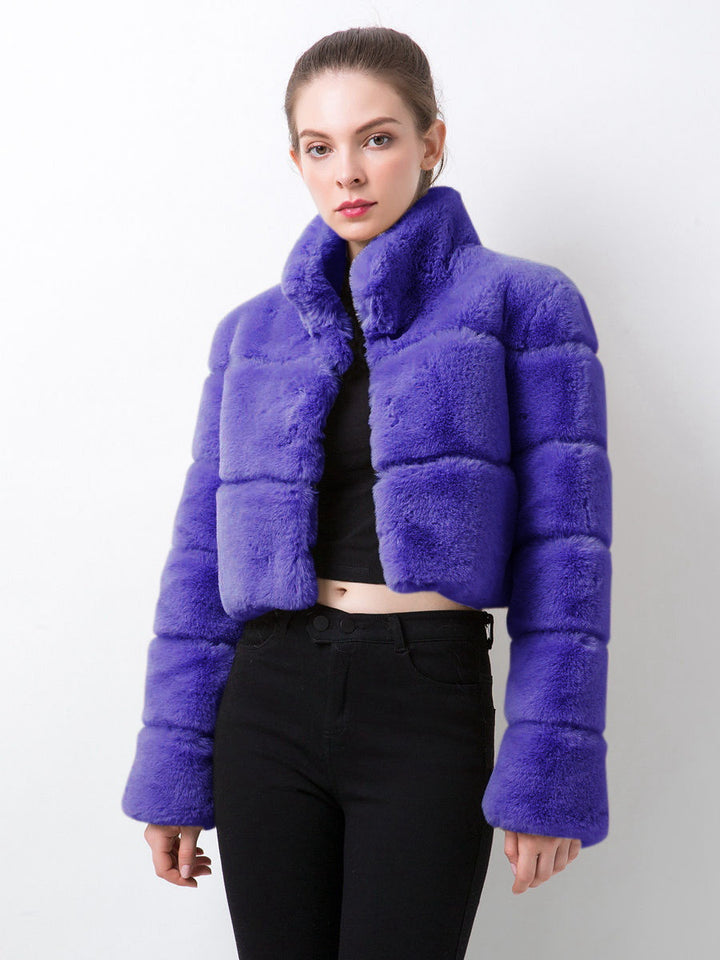 Damen modische kurze Kunstpelzjacke Drune