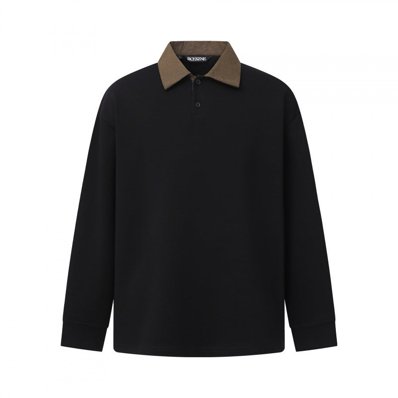 Herren Oversize-Poloshirt im Sweatshirt-Stil mit kontrastierendem Kragen Drune