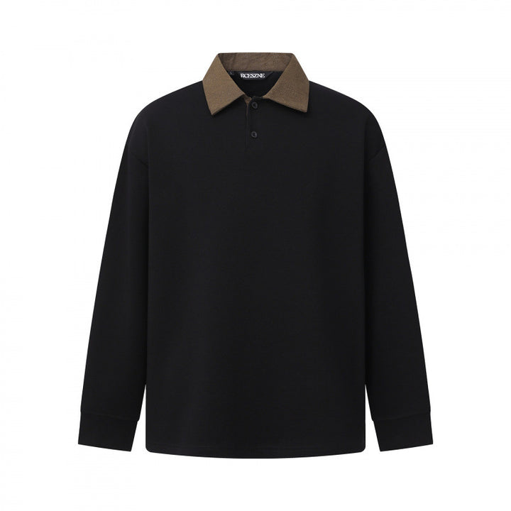 Herren Oversize-Poloshirt im Sweatshirt-Stil mit kontrastierendem Kragen Drune