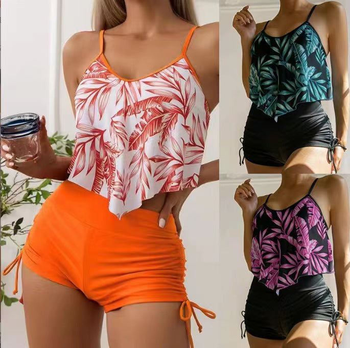Damen Sportliches Tankini-Set mit Raffungen und verstellbaren Trägern Drune