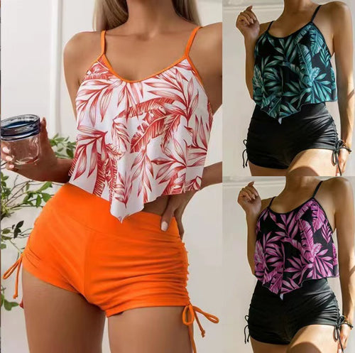 Damen Sportliches Tankini-Set mit Raffungen und verstellbaren Trägern Drune