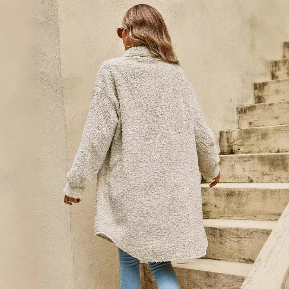 Damen Weiche und kuschelige Oversized-Jacke Drune