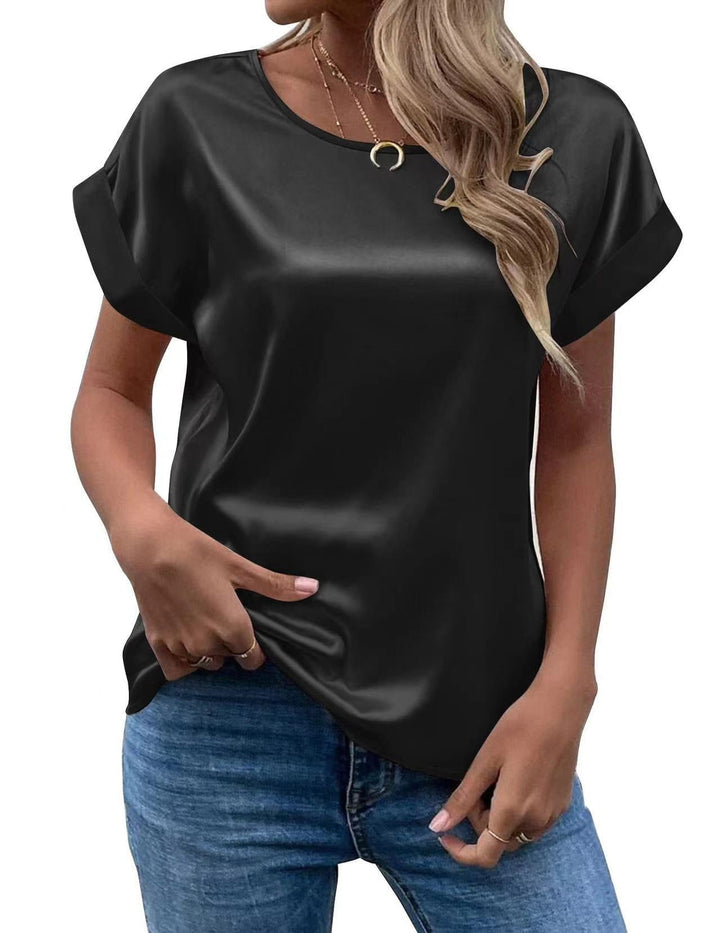 Damen Satin T-Shirt mit elegante Details Drune