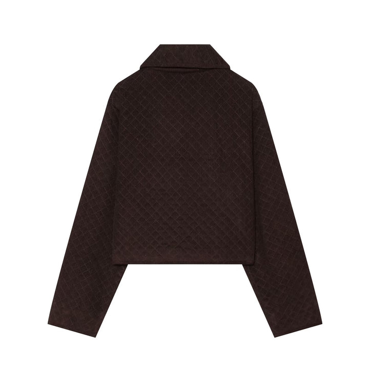 Damen Gesteppte Cordjacke im Boxy-Cropped-Schnitt mit Rundkragen und Pattentaschen Drune