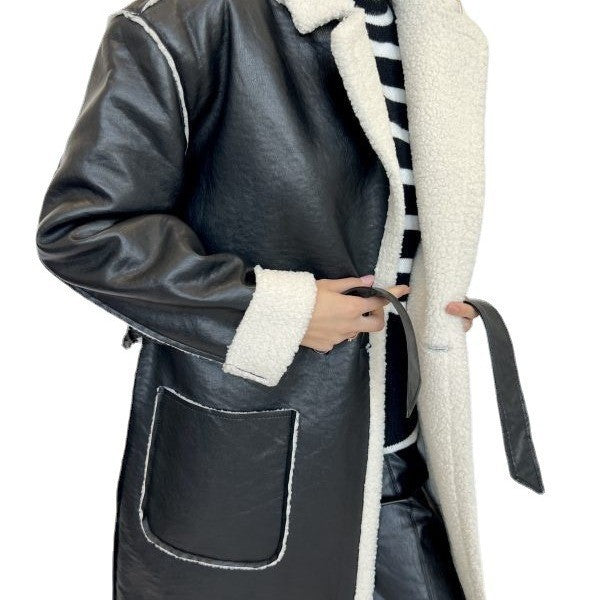Damen Modischer Wintermantel mit Teddy-Futter Drune