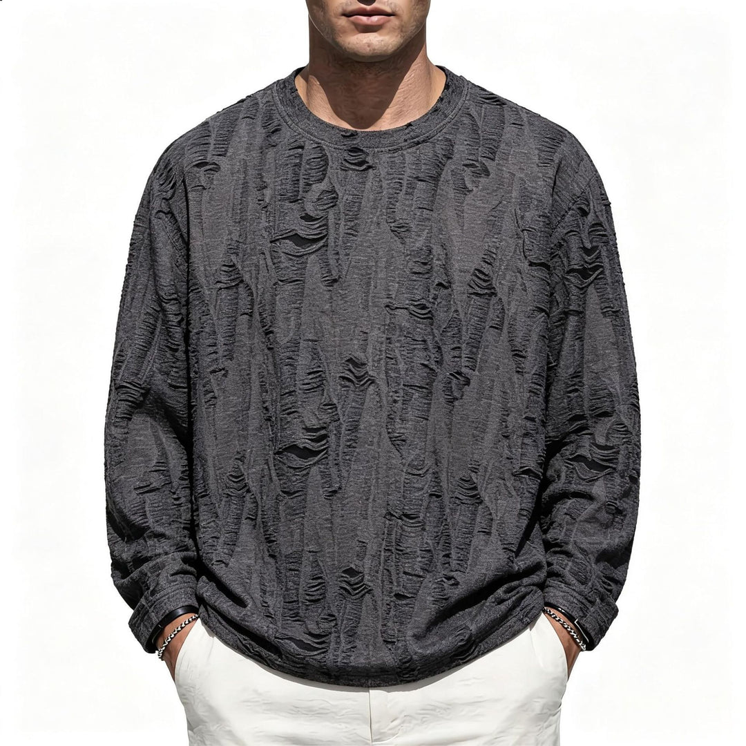 Herren Oversize-Sweatshirt mit ausgefranstem Look und strukturierter Rippoptik Drune