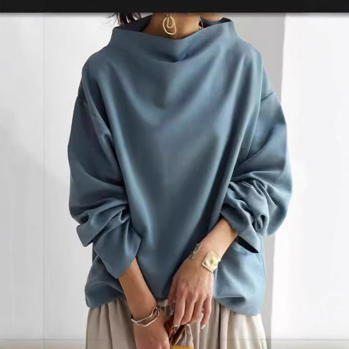 Frauen Oversize Bluse mit weitem Bootsausschnitt und Ballonärmeln Drune