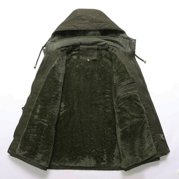 Herren Utility-Canvas-Parka mit Taillenzug, Cordkragen und Zip-Brusttasche Drune