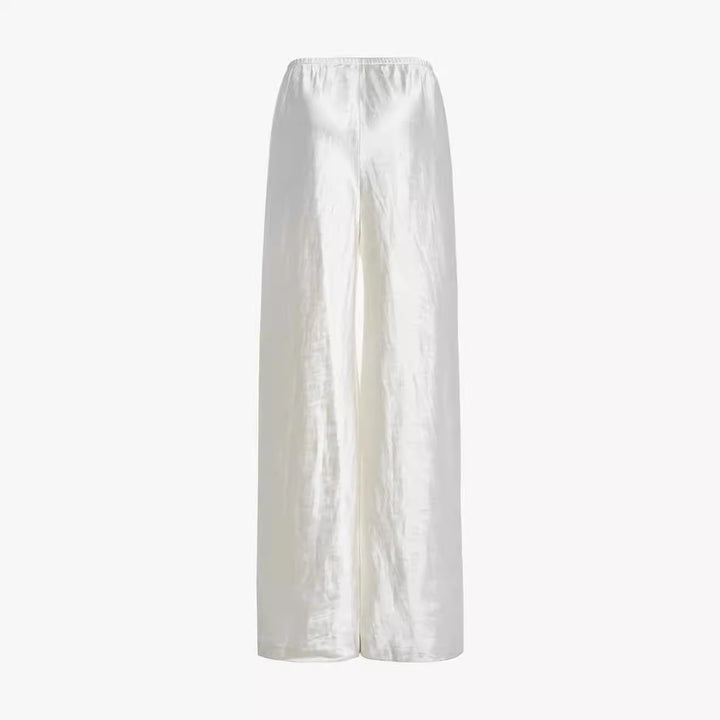 Damen Elegante und fließende Hochbundhose aus hochwertigem Satin Drune