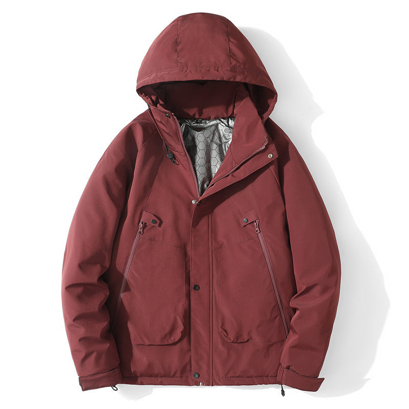 Herren Leichte Kapuzenjacke aus Softshell mit Thermofutter und minimalistischen Reißverschlusstaschen Drune