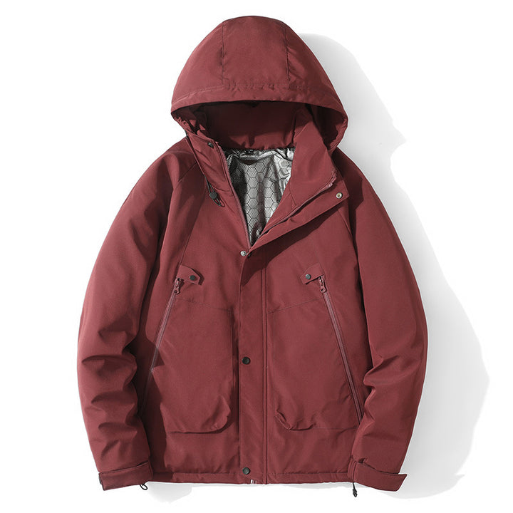 Herren Leichte Kapuzenjacke aus Softshell mit Thermofutter und minimalistischen Reißverschlusstaschen Drune