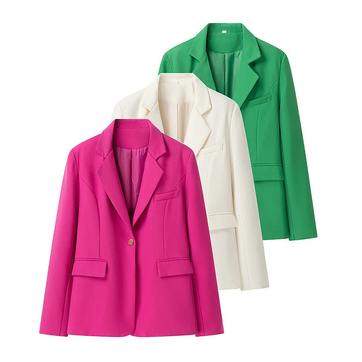 Damen nan leicht taillierter Ein-Knopf-Blazer mit Schalkragen und Pattentaschen Drune