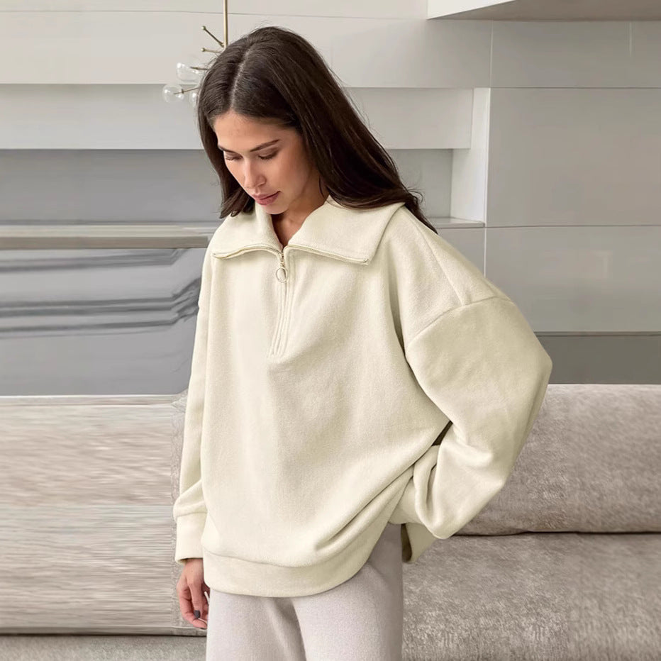 Damen Wärmender Fleece-Pullover mit hohem Kragen undziehbarem Reißverschluss Drune