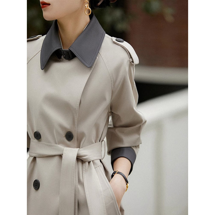 Damen Stilvolle Trenchcoat mit Taillengürtel Drune