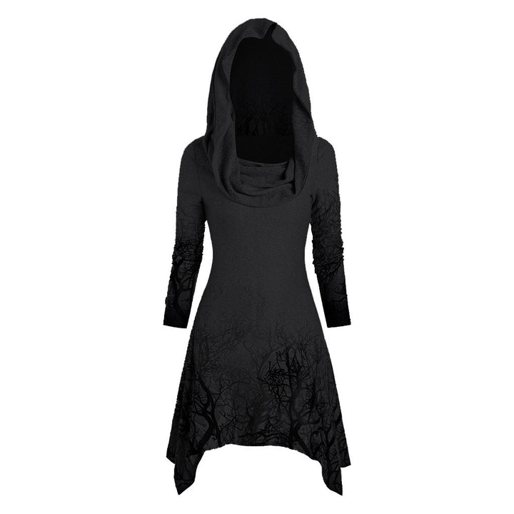 Damen Kapuzenkleid mit grafischem Baumdesign Drune