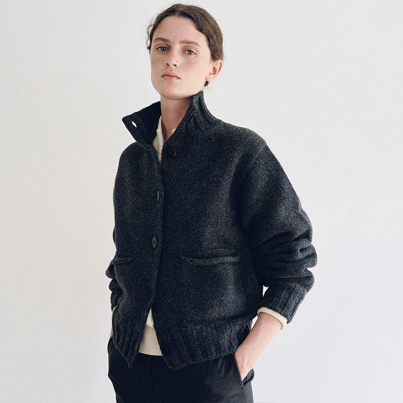 Damen Sportlicher Strickcardigan mit Kragen Drune