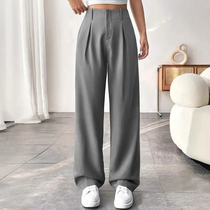 Damen Elegante Bundfaltenhose mit weitem Schnitt Drune