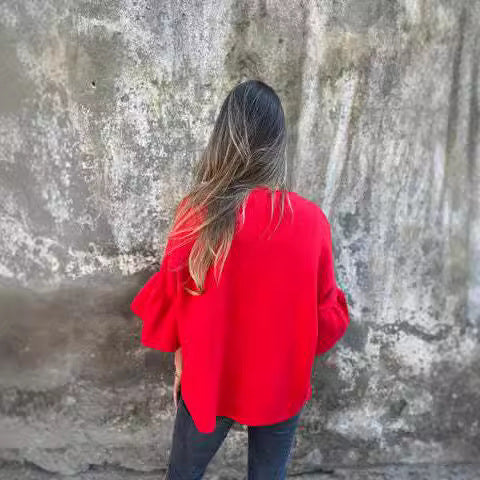 Damen Kurzjacke aus Strukturstrick mit 3/4 Ballonärmeln Drune