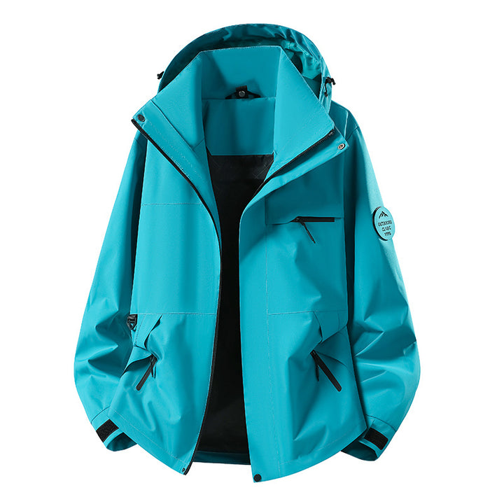 Herren Wetterfeste dreilagige Hardshelljacke mit verstellbarer Kapuze, verschweißten Nähten & Multifunktionstaschen Drune