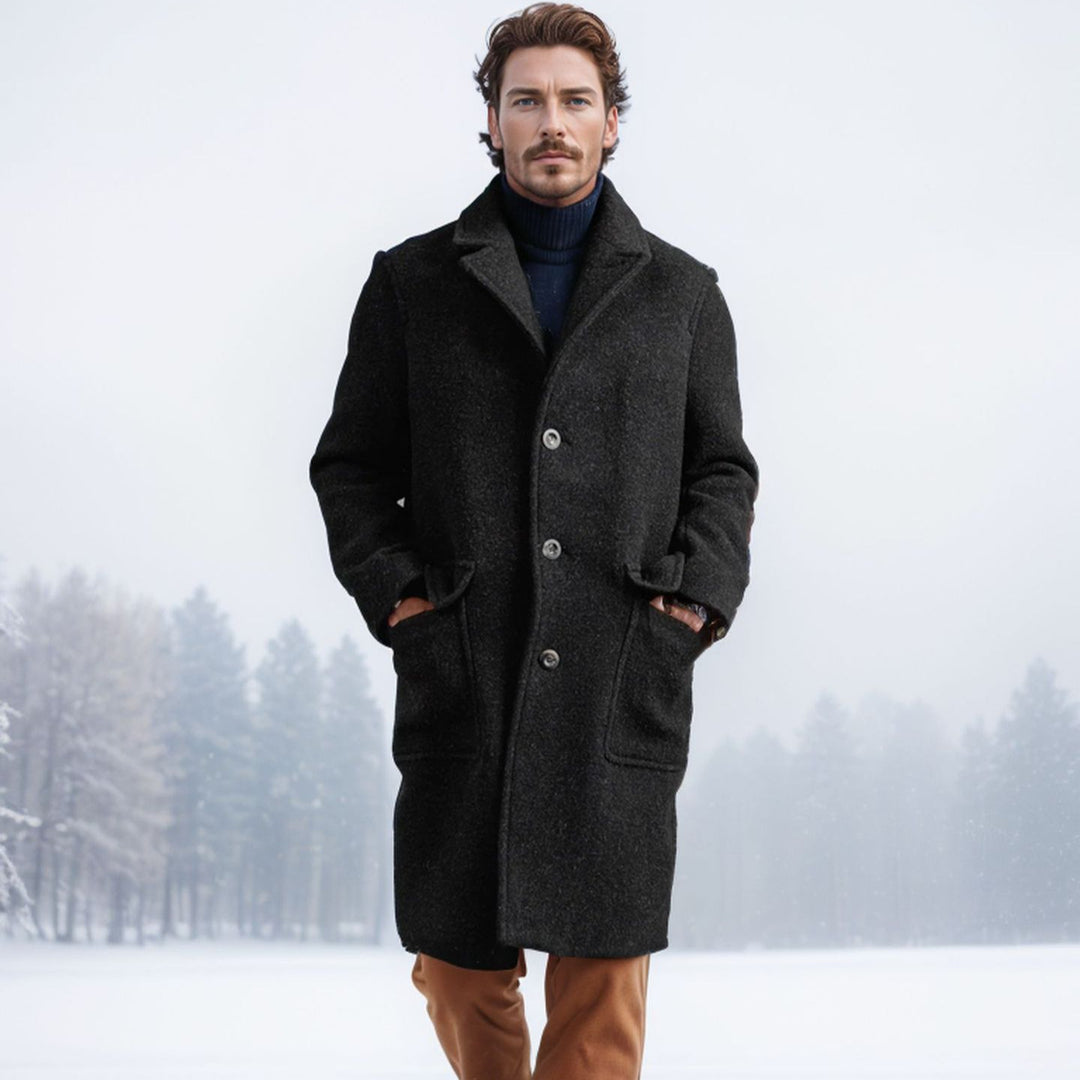 Herren eleganter und wärmer Wintermantel mit doppelter Knopfleiste und praktischen Taschen Drune