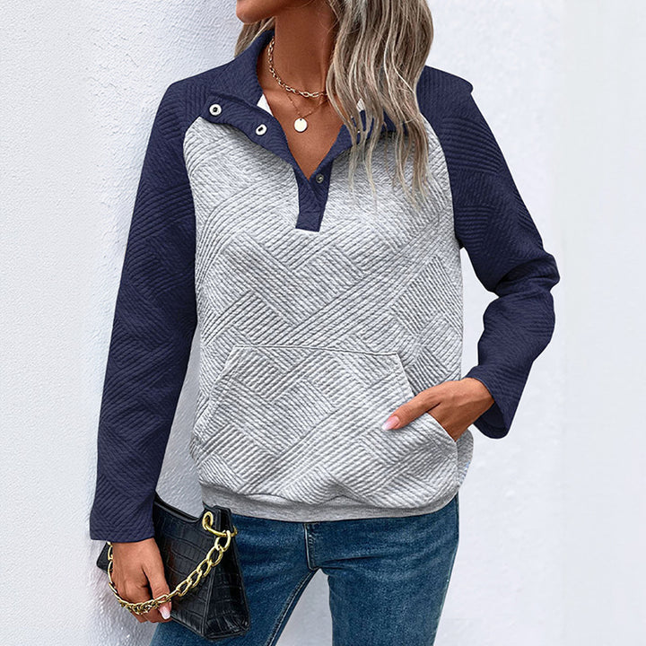 Damen Modischer Sweatshirt mit abnehmbarem Kragen Drune