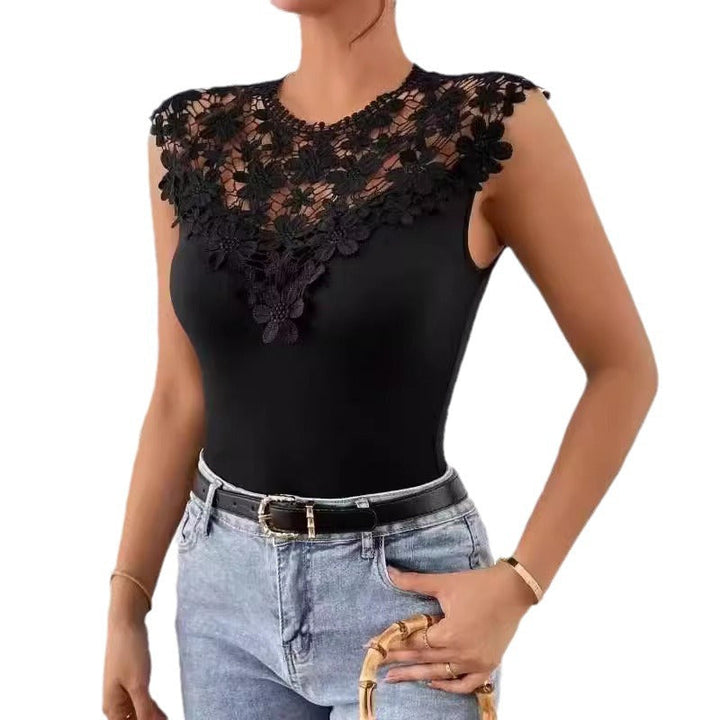 Elegantes Damen-Spitzenhemd mit Drune-Applikation