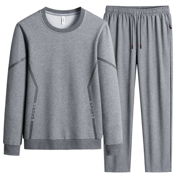 Herren Sportliches Freizeit-Jogginganzug-Set aus atmungsaktivem Funktionsfleece mit Rundhalsausschnitt & Kordelbund Drune