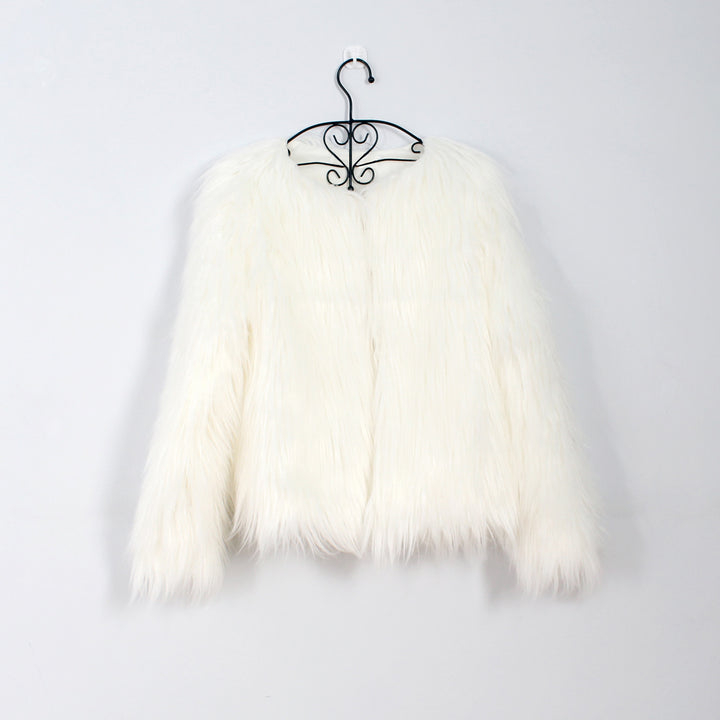 Damen Flauschige Kunstpelzjacke mit lässigem Schnitt Drune
