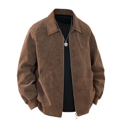 Herren elegante Wildlederjacke mit strukturiertem Schnitt Drune