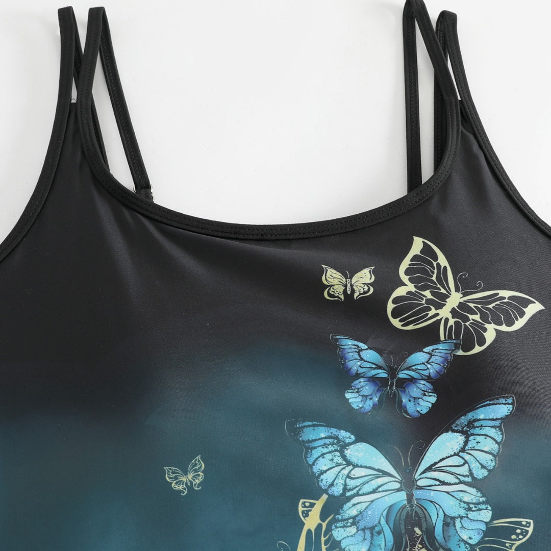 Damen Tankini mit Schmetterlingsmotiv und Badeshorts Drune