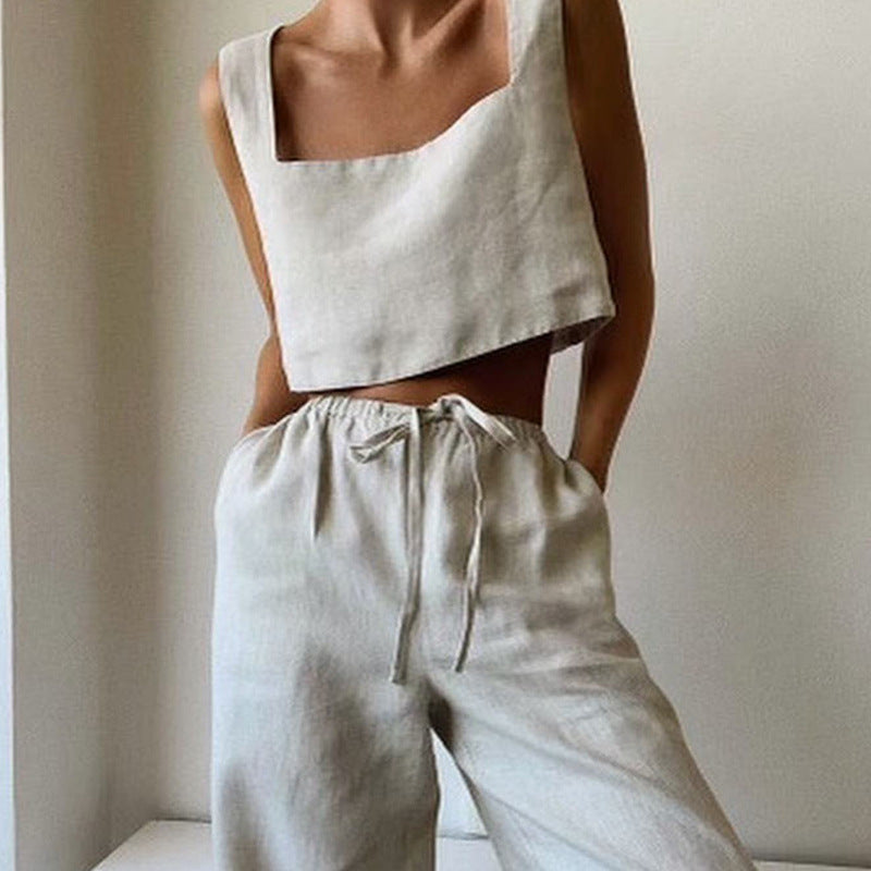 Damen Cropped Top mit quadratischem Ausschnitt und breiten Trägern Drune