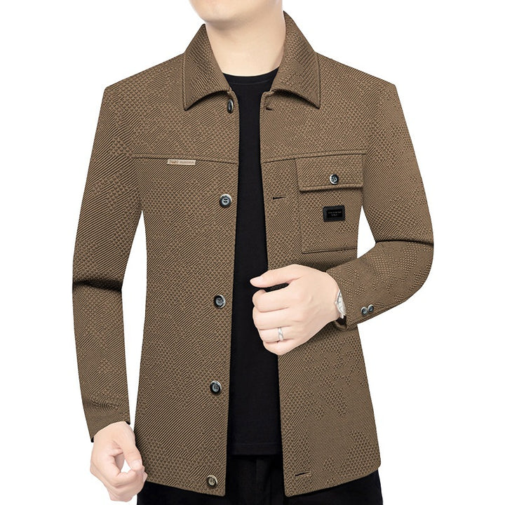 Herren Strukturiertes Overshirt im Glencheck-Relief mit Hemdkragen Drune