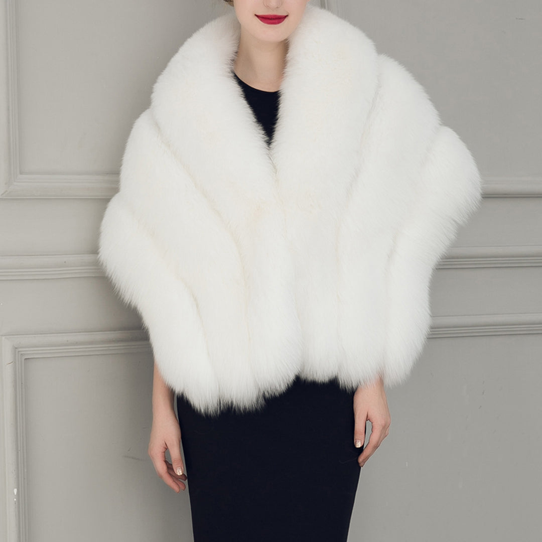 Damen luxuriöser Eleganter Kunstpelz-Cape Drune