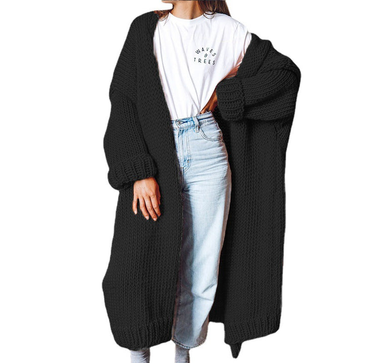 Damen Oversized Strickmantel mit Taschen und grober Textur Drune