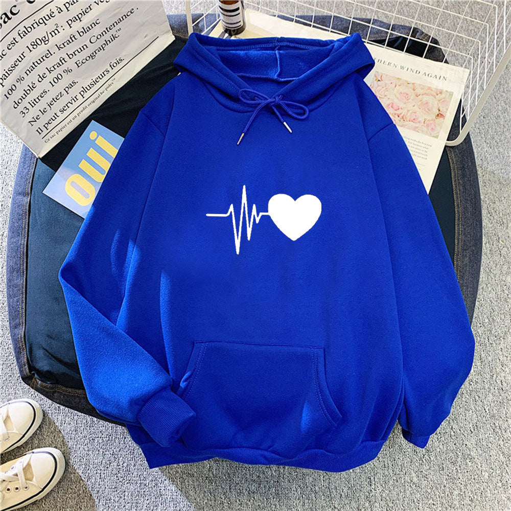 Damen Kapuzenpullover mit Herzschlagmotiv Drune