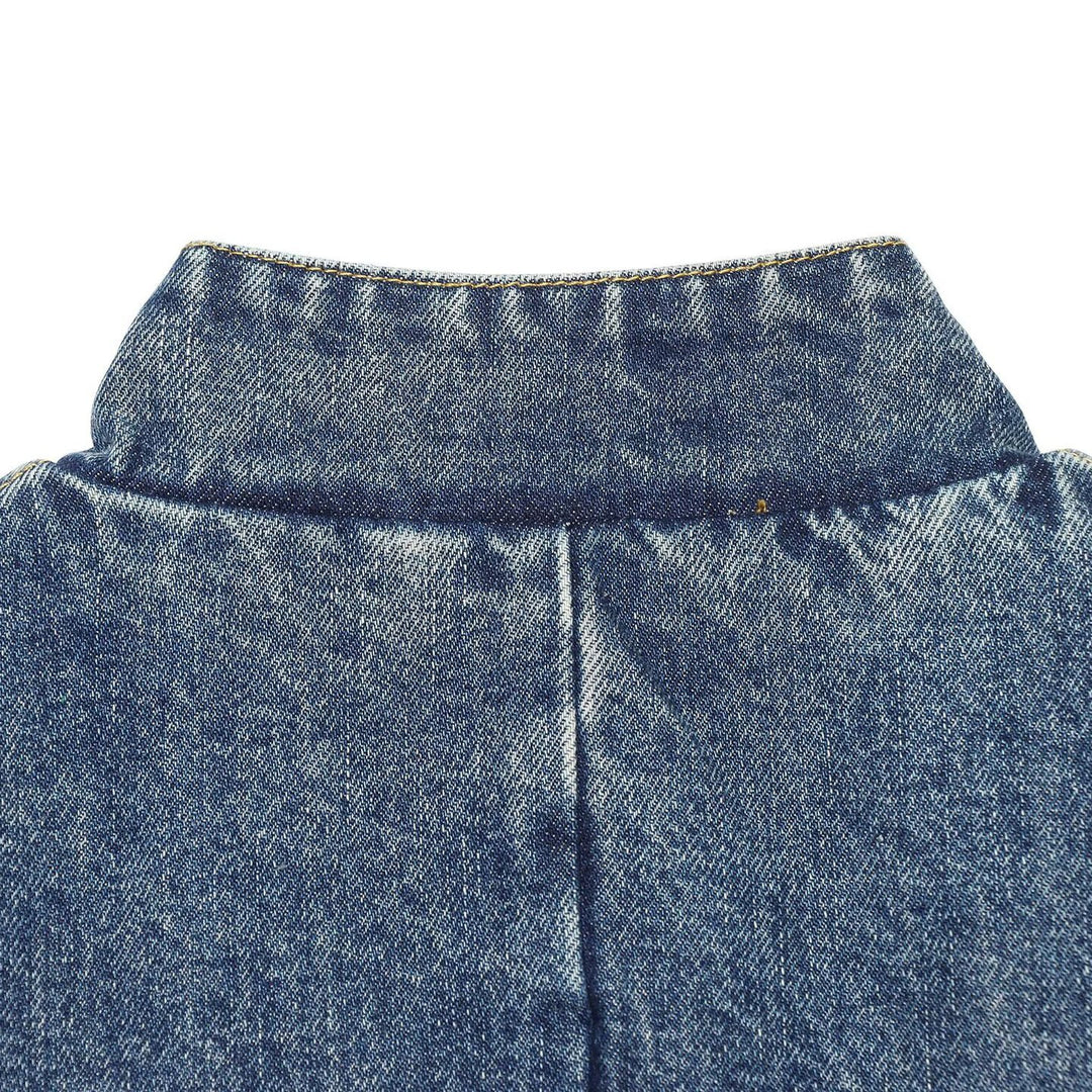 Damen Boxy Cropped Jeansjacke mit Stehkragen und dreiviertel Ärmeln Drune