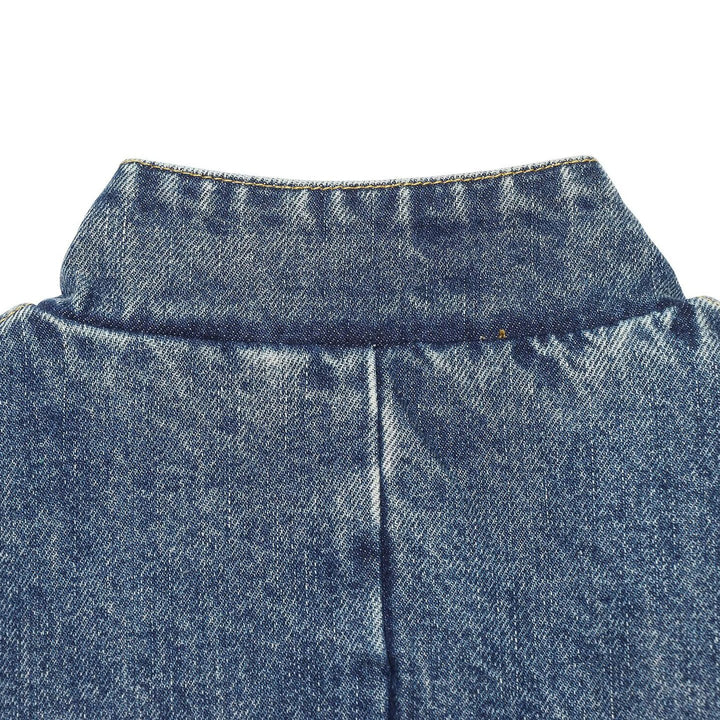 Damen Boxy Cropped Jeansjacke mit Stehkragen und dreiviertel Ärmeln Drune