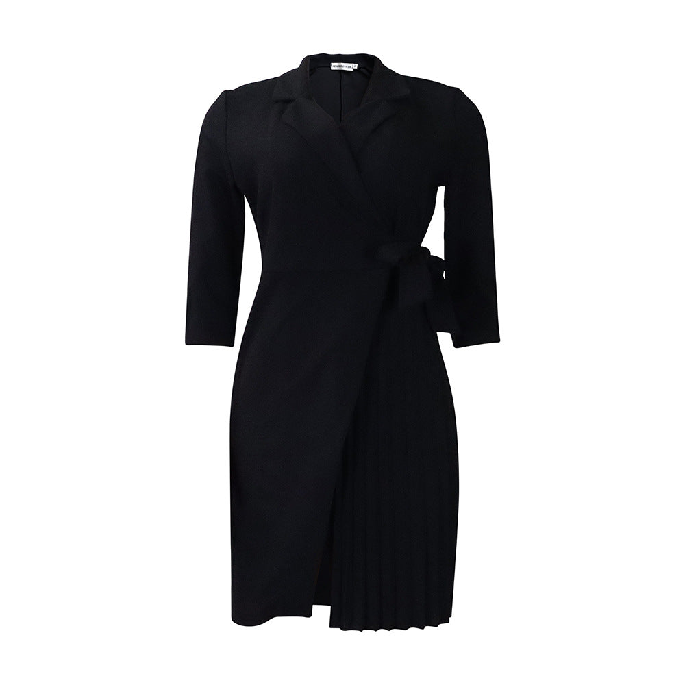 Damen Wickelkleid mit elegantem Blazer-Stil und plissierten Details Drune