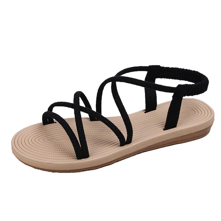Damen Geflochtene Riemchen-Sandalen mit elastischem Fersenband und gepolstertem Fußbett Drune