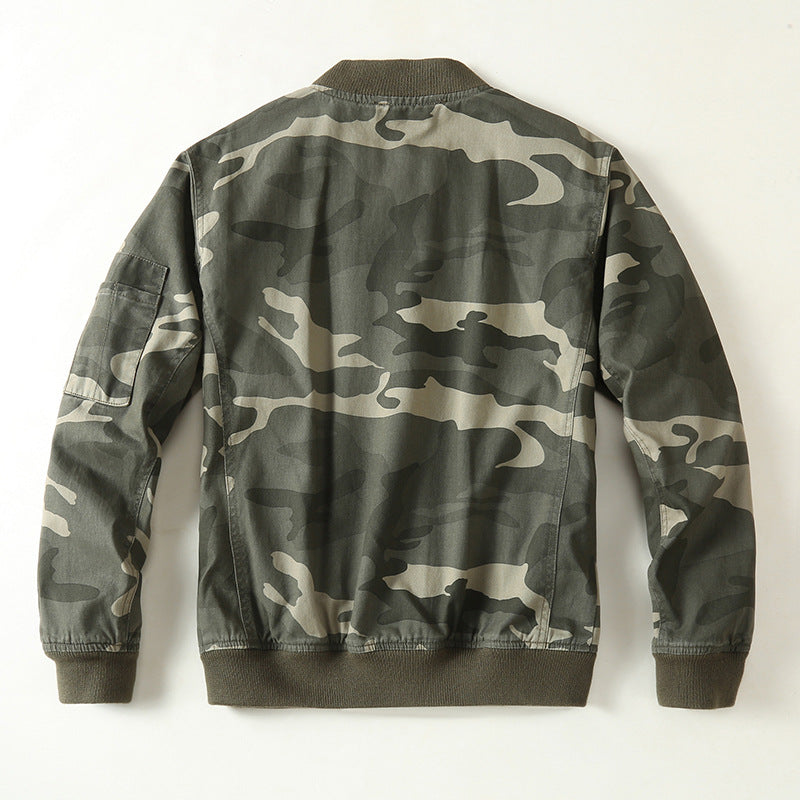 Herren Leichte Bomberjacke im urbanen Camouflage-Look mit Rippbündchen und Utility-Taschen Drune