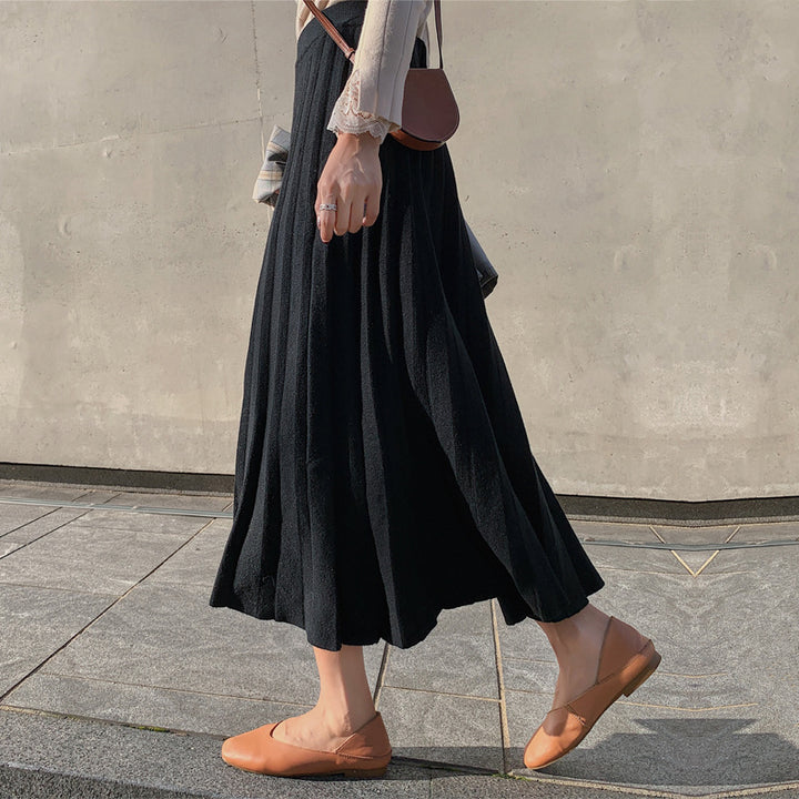 Damen Langer, plissierter Rock aus weichem Material Drune