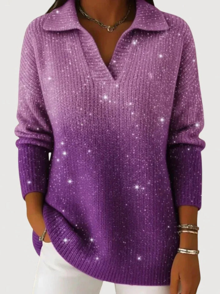 Damen Modischer Strickpullover mit V-Ausschnitt