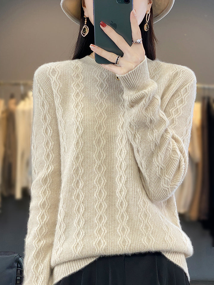 Damen Zopfmuster-Feinstrickpullover mit feiner Struktur und kastiger Silhouette Drune