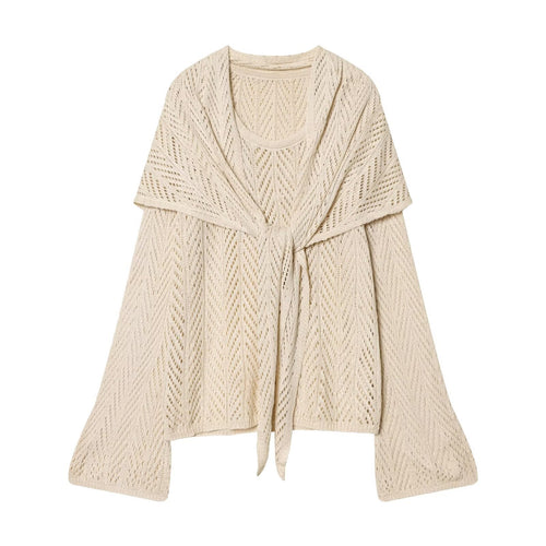 Damen Zweiteiliges Strick-Set mit Wickelcardigan und Midirock Drune