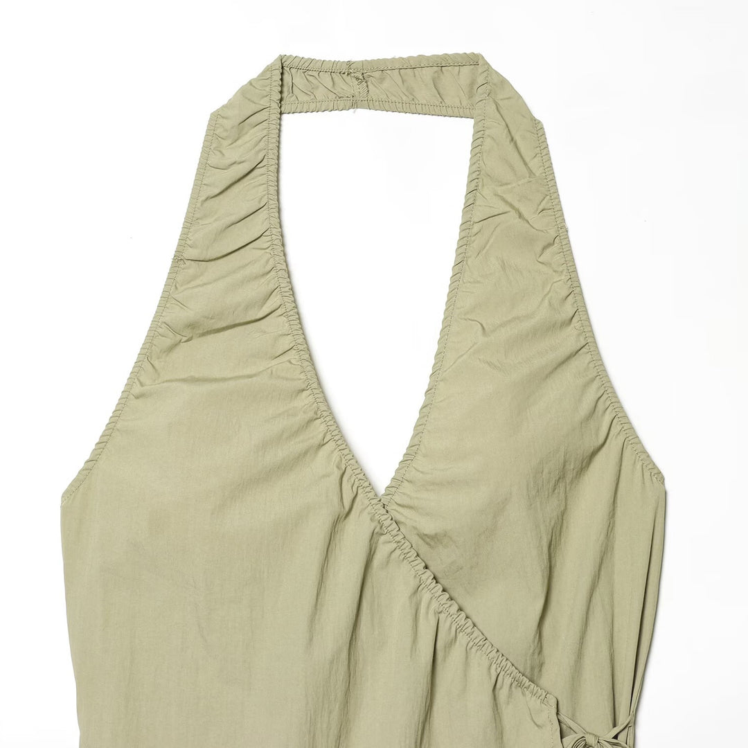 Damen Halterneck Top mit elegantem Knoten-Detail und fließendem Schnitt Drune