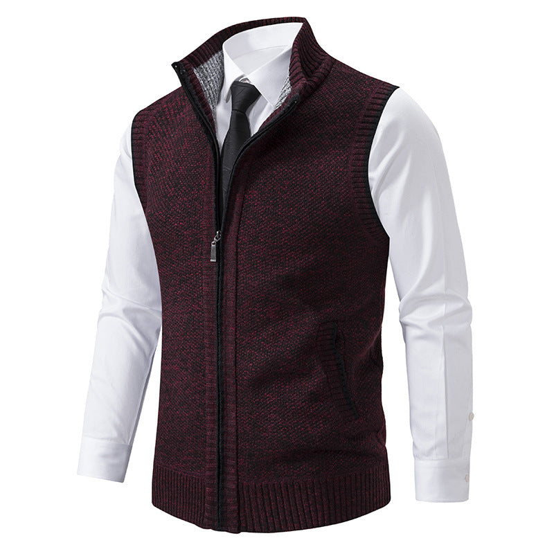 Herren nan elegante Strickweste mit Stehkragen und verdecktem Reißverschluss Drune
