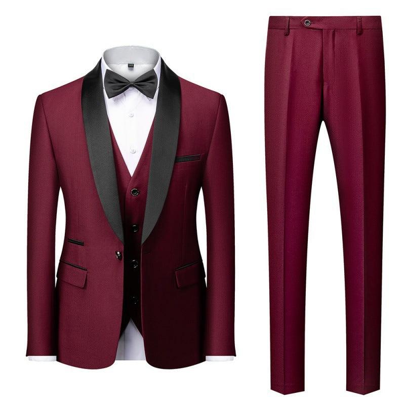 Herren nan dreiteiliges Smoking-Set mit Schalkragen, taillierter Weste und schlanker Passform Drune