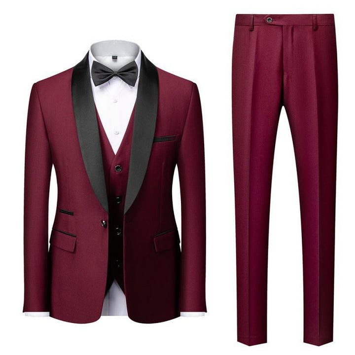 Herren nan dreiteiliges Smoking-Set mit Schalkragen, taillierter Weste und schlanker Passform Drune