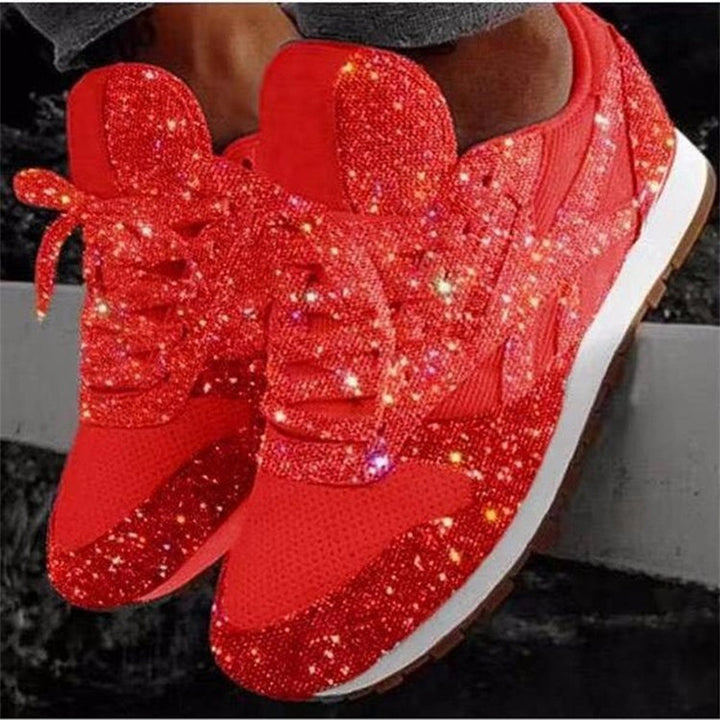 Damen glitzernde Fashion-Sneaker mit funkelnder Strassoptik atmungsaktivem Strick-Obermaterial und gepolstertem Komfortfußbett Drune