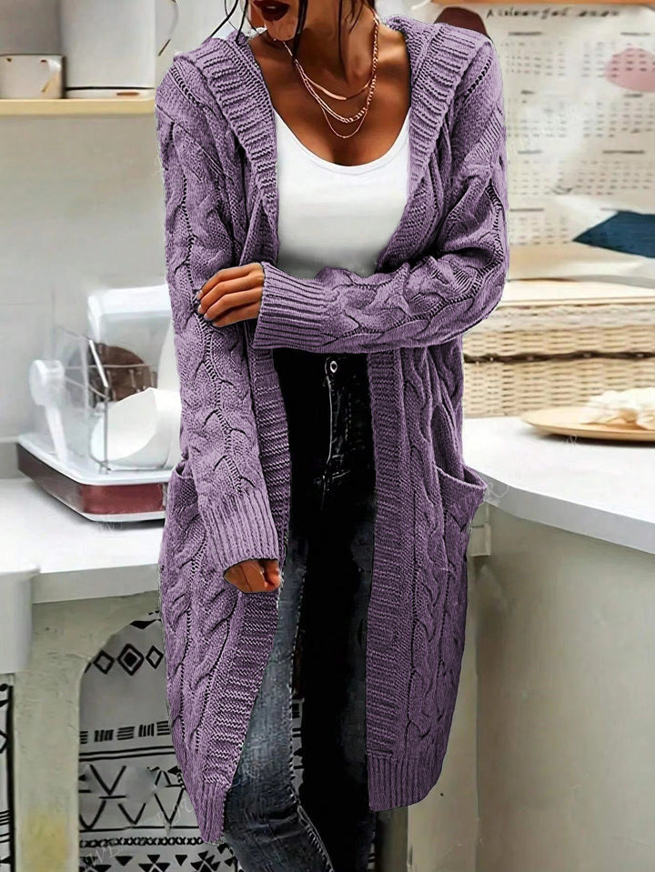 Damen Grobstrick Cardigan mit seitlichen Taschen und strukturiertem Zopfdesign Drune